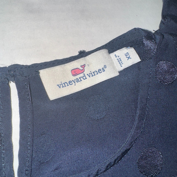 Vineyard Vines Women XS Top Polka Dot Jaqaurd Dark Romantic Preppy Dainty - Picture 4 of 5